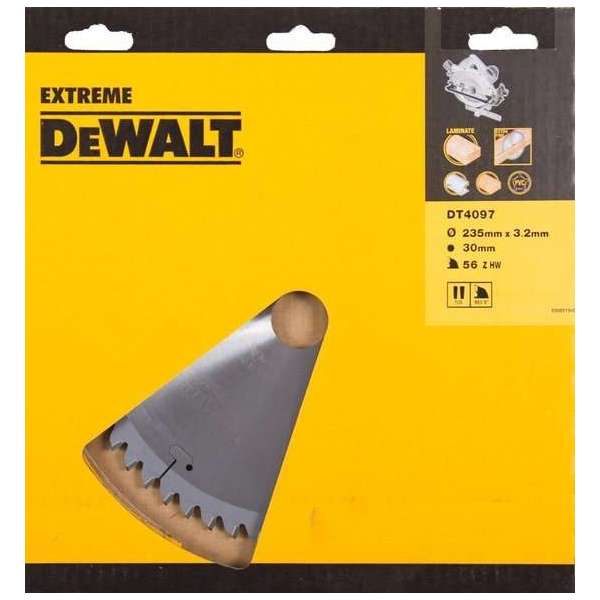 DeWalt DT4097 Extreme Cirkelzaagblad - 235 x 30 x 56T - Hout / Laminaat