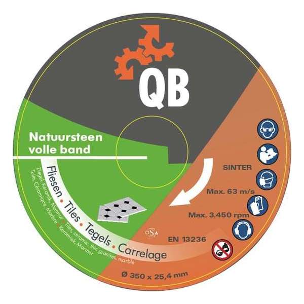 Diamant zaagblad QB natuursteen volle band Ø180mm asgat 22,2mm - slijpschijf