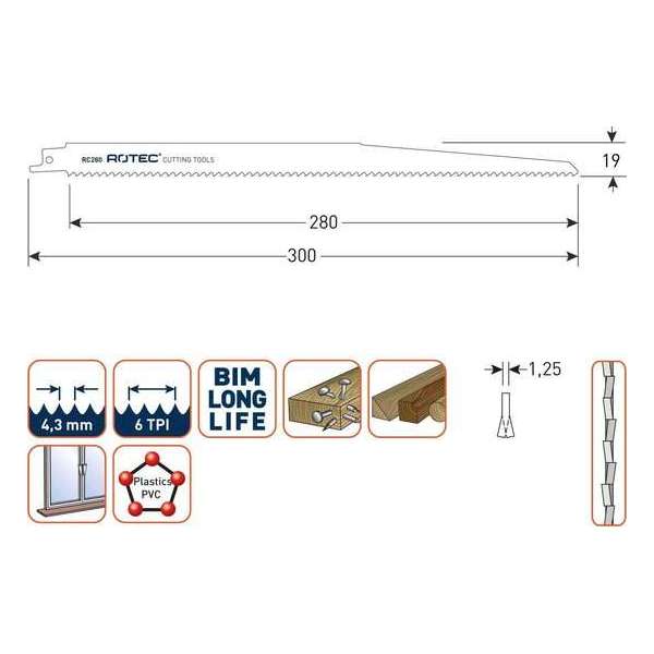 Reciprozaagblad RC280 / S1411DF  set 5 stuks