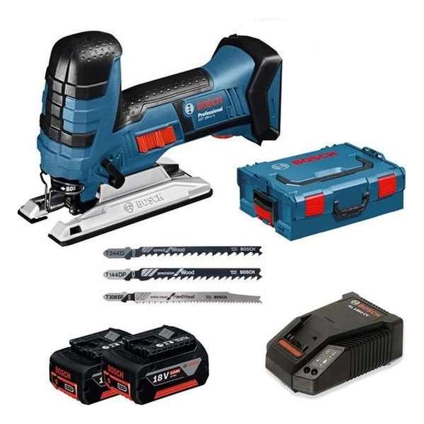 Bosch Professional GST 18 V-LI S Accu decoupeerzaag - Met 2x 5,0Ah accu's, GAL 1880 CV snellader en L-BOXX