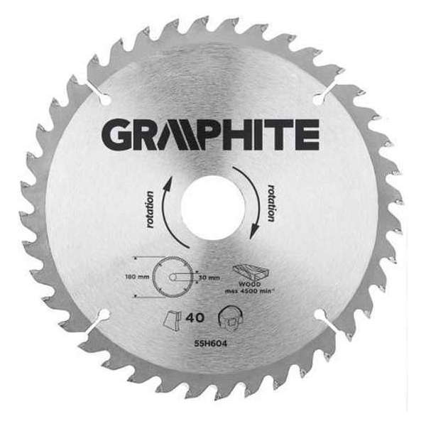 GRAPHITE Cirkelzaagblad 180 mm, 40 tands, Hout