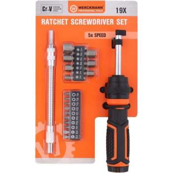 Schroevendraaier set 19-delig | Ratelschroevendraaier | Screwdriver set | Voor schroeven en bouten