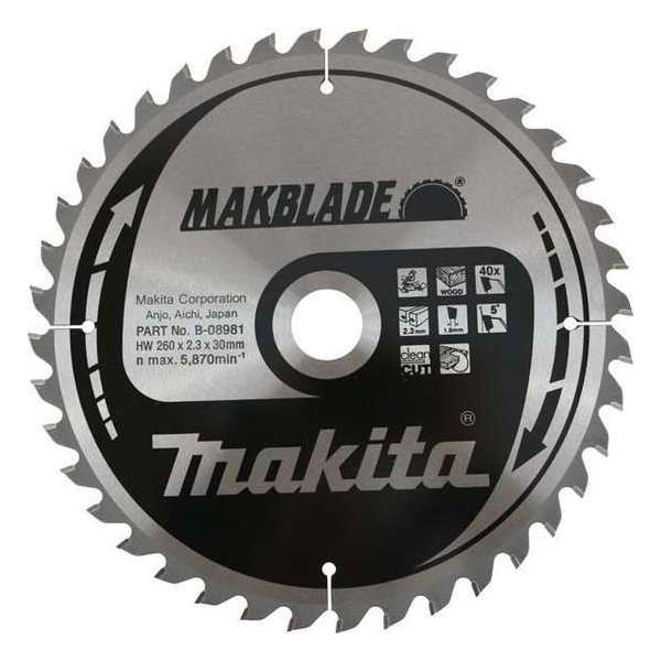 Makita B-08981 Cirkelzaagblad - 260 x 30 x 40T