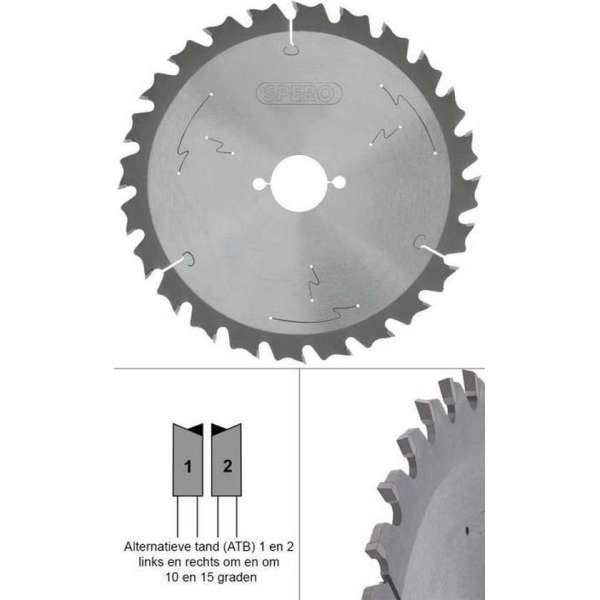 210mm hout TCT zaagblad cirkelzaagblad 24 tands - asgat 30mm Vuren / Grenen