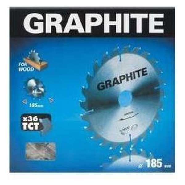 Graphite 57H664 Cirkelzaagblad voor Hout 185mm, Asgat 30mm, Tanden 36, Dikte 3,2, Vulringen 16/20/25, TCT