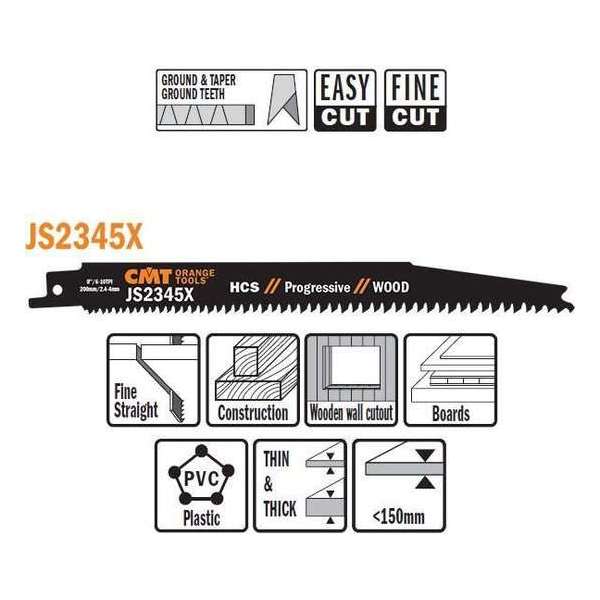 HCS Reciprozaagblad 200/180 x 19 mm. 6-10tpi (5 stuks)