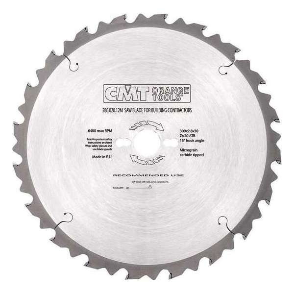 CMT 286.020.12M HW Cirkelzaagblad - 300 x 30 x 20T - Hout/Metaal/Beton