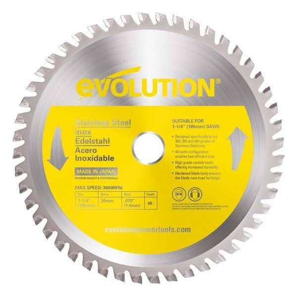 EVOLUTION - Evolution EVO 185mm zaagblad voor inox - DIA 185 MM - 48 T