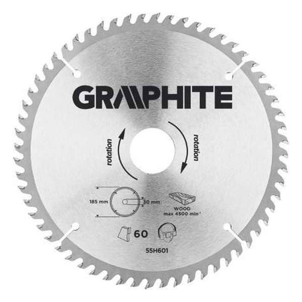 GRAPHITE Cirkelzaagblad 185 mm, 60 tands, Hout