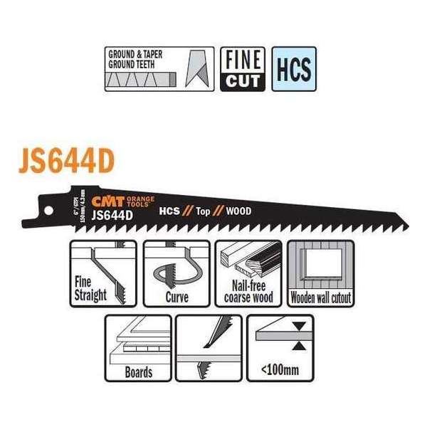 HCS Reciprozaagblad 150/130 x 19 mm. 6tpi (5 stuks)