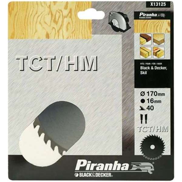 Piranha Cirkelzaagblad TCT/HM, 170x16mm 40 tanden X13125