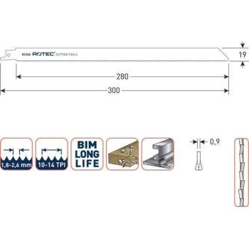 Reciprozaagblad RC550 / S1222VF  set 5 stuks