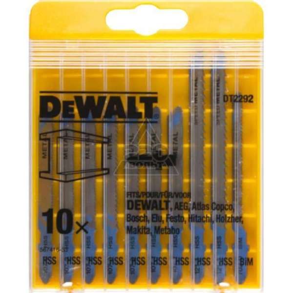 DeWalt DT2292 10 delig Decoupeerzaagblad set in cassette - Metaal