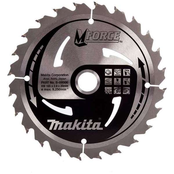 Makita A-89632 / B-08006 Mforce Cirkelzaagblad - 165 x 20 x 24T - Hout