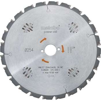 Metabo 628220000 Hm-Cirkelzaagblad Diameter 254 X 30 Mm 24 Wz