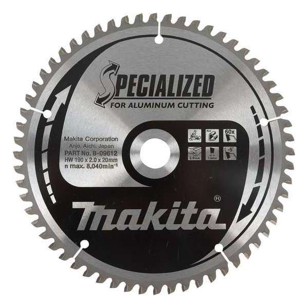 Makita B-09553 Specialized Cirkelzaagblad - 160 x 20 x 60T - Aluminium / Trespa / Kunststof