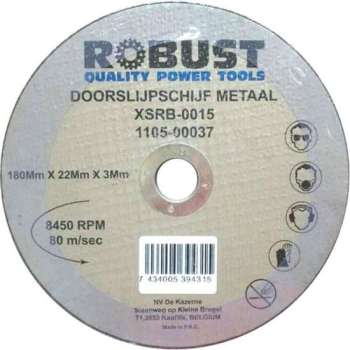 Doorslijpschijf Metaal Robust XSRB-0019 180Mm X 22Mm X 3Mm Set 5 Stuks