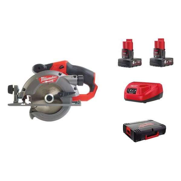 Milwaukee M12 CCS44-602X 12V Li-Ion Accu cirkelzaag set (2x 6.0Ah accu) in HD Box - 140mm - koolborstelloos