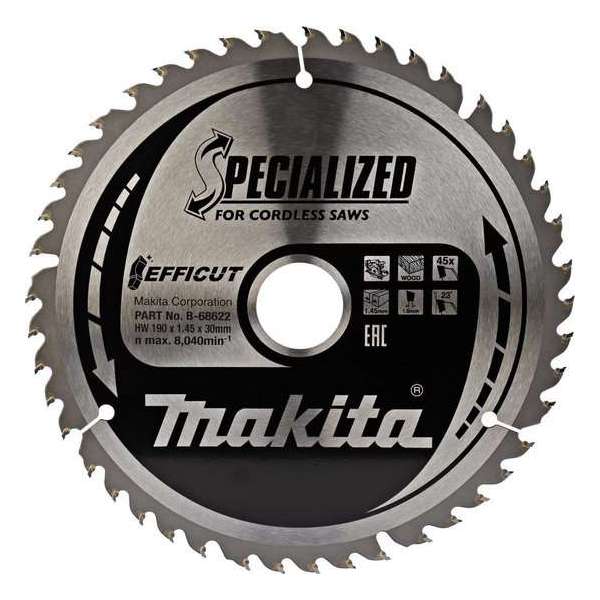 Makita Cirkelzaagblad Hout Efficut 190x30x1,45 45T 23g