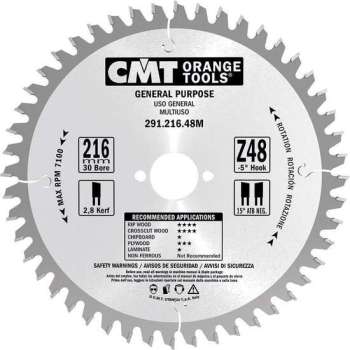 CMT 291.170.24M Cirkelzaagblad - 170 x 30 x 24T - Hout