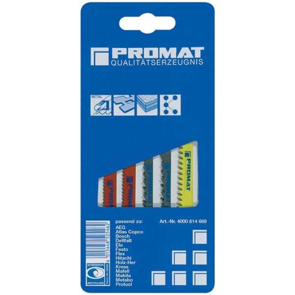 Promat decoupeerzaagbladen set 5 stuks voor hout / metaal