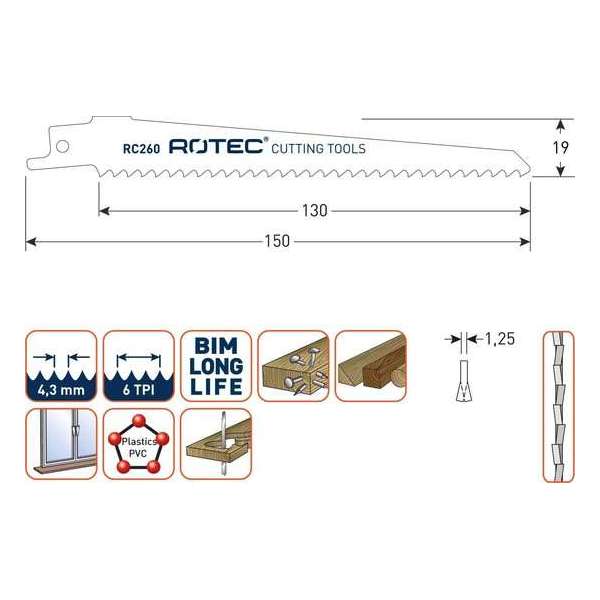 Reciprozaagblad RC260 / S611DF  set 5 stuks