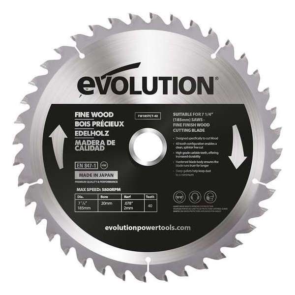 EVOLUTION STEEL - ZAAGBLAD FIJN HOUT - DIA 185 MM - 40 T