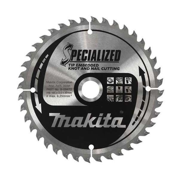 Makita B-09503 Specialized Cirkelzaagblad - 190 x 30 x 40T - Hout (Met nagels)