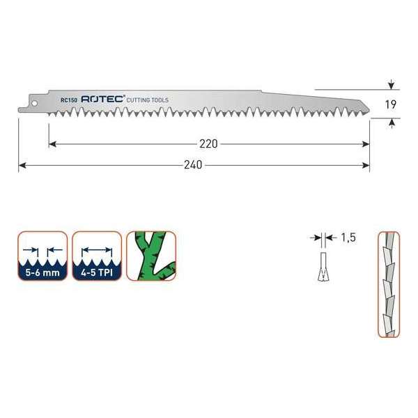 Reciprozaagblad RC150 / S1531L  set 5 stuks