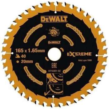 DeWalt DT10301 Extreme Cirkelzaagblad - 165 x 20 x 40T - Hout (Met nagels)