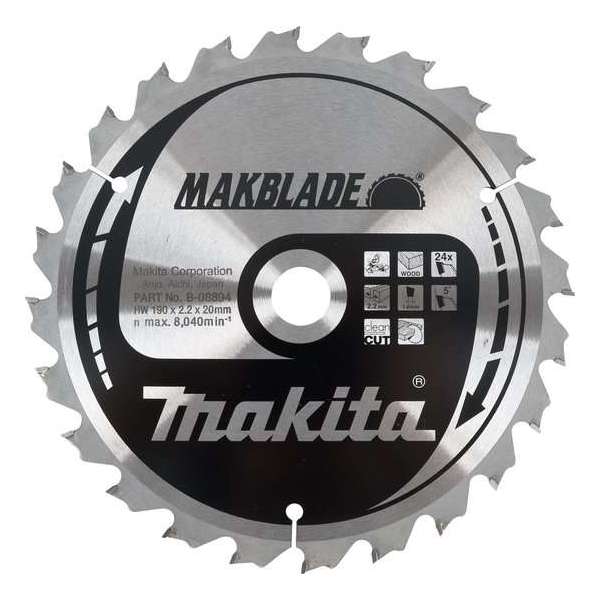 Makita B-08894 Makblade Cirkelzaagblad - 190 x 20 x 24T - Hout / MDF / Laminaat