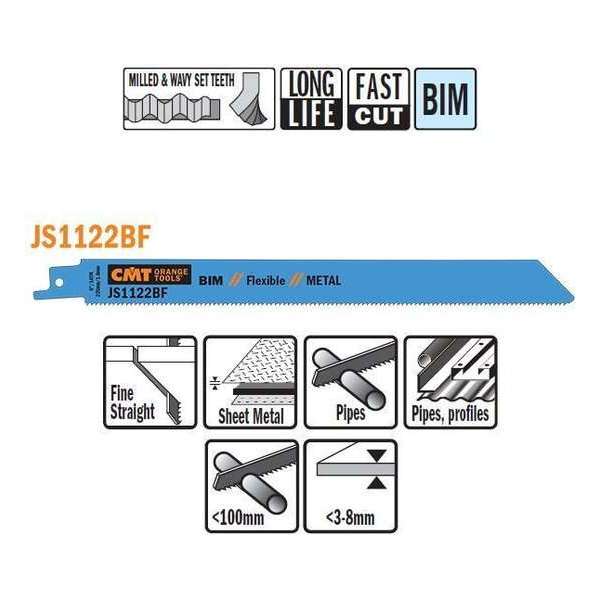 Bi-metaal reciprozaagblad 225 x 0,9 mm. 14tpi  (5 stuks)