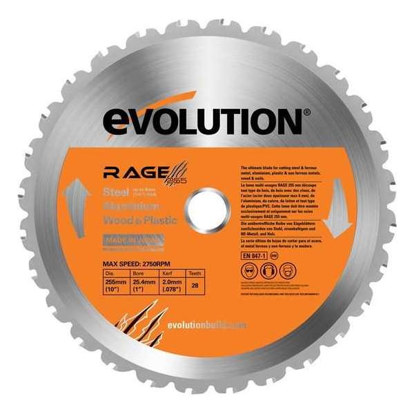 EVOLUTION - Evolution Rage multifunctioneel zaagblad 255 mm - DIA 255 MM - 28 T