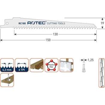Reciprozaagblad RC180 / S644D  set 5 stuks