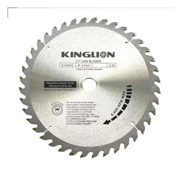 KINGLION zaagblad - Zaagblad hout - 230 x 22,23mm - Cirkelzagen - 40 tanden - hardmetalen - Incl. reductiering 19,8mm