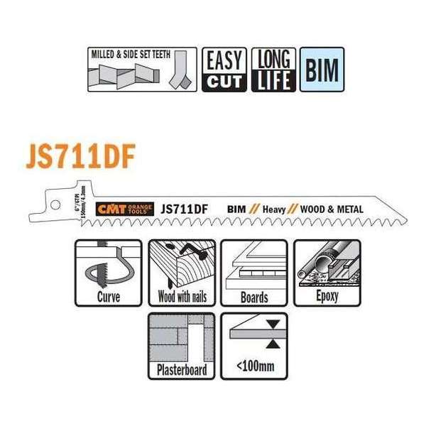 Bi-metaal reciprozaagblad 150/130 x 12 mm. 6tpi (5 stuks)