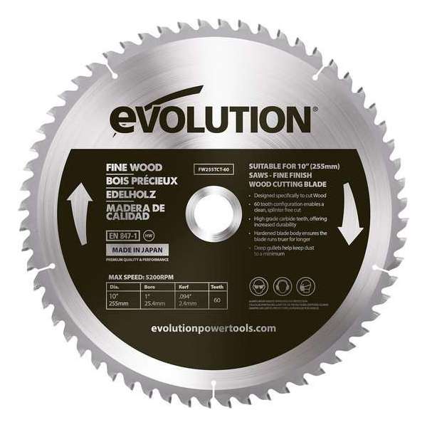 EVOLUTION STEEL - ZAAGBLAD FIJN HOUT - DIA 255 MM - 60 T