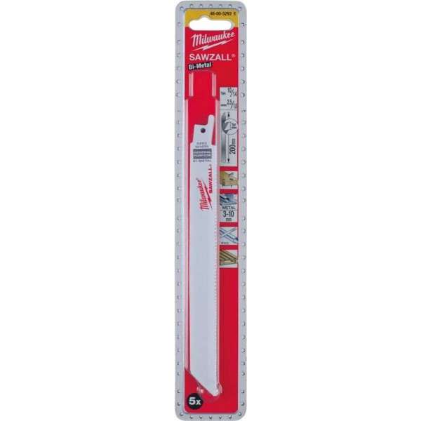 Milwaukee 48005293 Reciprozaagblad - 200 x 10/14TPI - Universeel (5st)