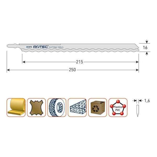 Decoupeerzagen DC875 / T1013AWP 250x16x1,0mm. (2st.)