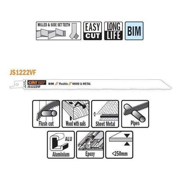 Bi-metaal reciprozaagblad 300 x 19 mm. 10-14tpi (5 stuks)