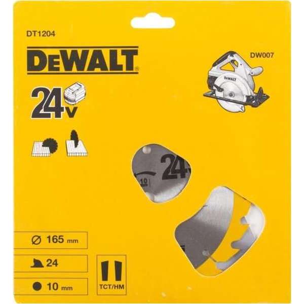 DeWalt DT1204 Construction Cirkelzaagblad - 165 x 10 x 24T - Hout (Met nagels)