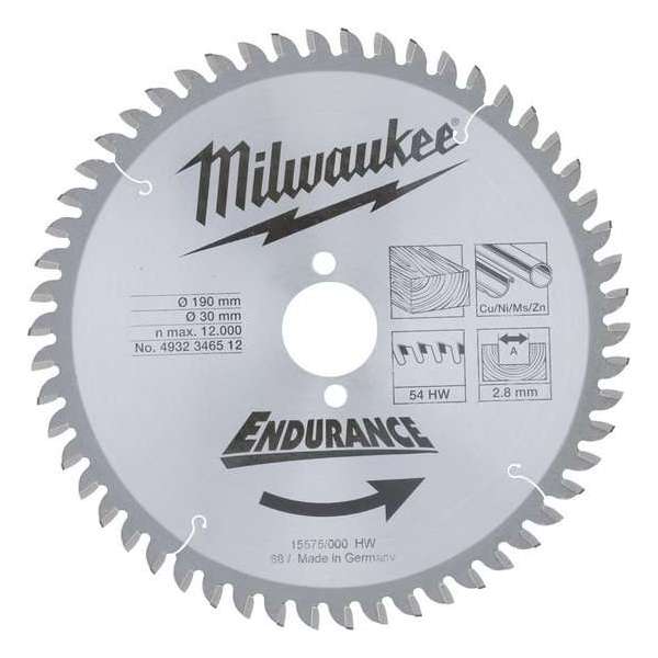 Milwaukee 4932471303 Cirkelzaagblad - 190 x 30 x 54T