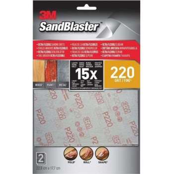 3M™ SandBlaster™ Ultra Flexible Schuurvellen, 28220SBE, P220,11,4 x 17 x 8 cm, 2 vellen