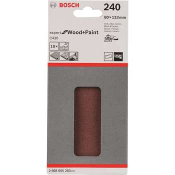 Bosch - 10-delige schuurbladset 80 x 133 mm, 240