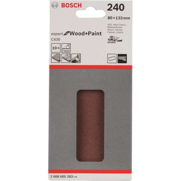 Bosch - 10-delige schuurbladset 80 x 133 mm, 240