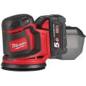 Milwaukee M18 BOS125-502B Li-Ion Accu excentrische schuurmachine set (2x 5.0Ah accu) in tas - 125mm