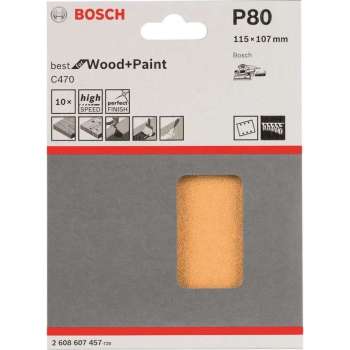 Bosch 10-delige schuurbladenset 115 x 107 mm, best wood+paint - korrel 80