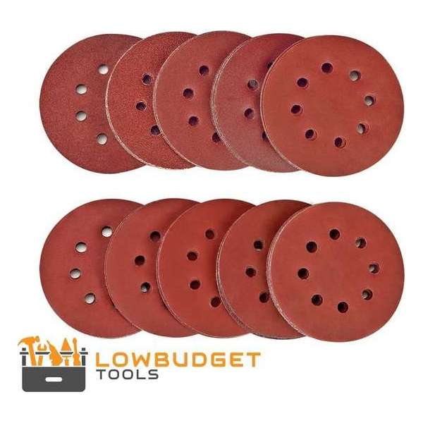 Lowbudget Tools Schuurpapier - Ø125 mm rond - 30-delig - korrel P40-P60-P80-P120-P180-P240