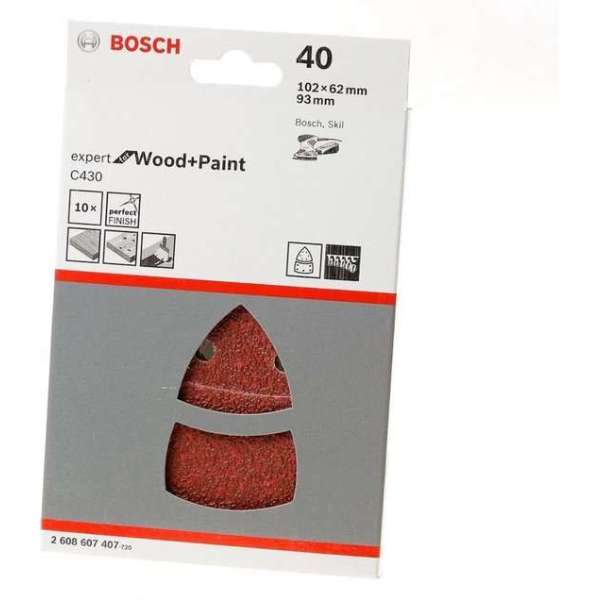 Bosch - 10-delige schuurbladset 102 x 62, 93 mm, 40