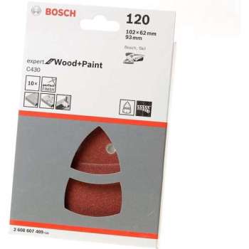 Bosch - 10-delige schuurbladset 102 x 62, 93 mm, 120